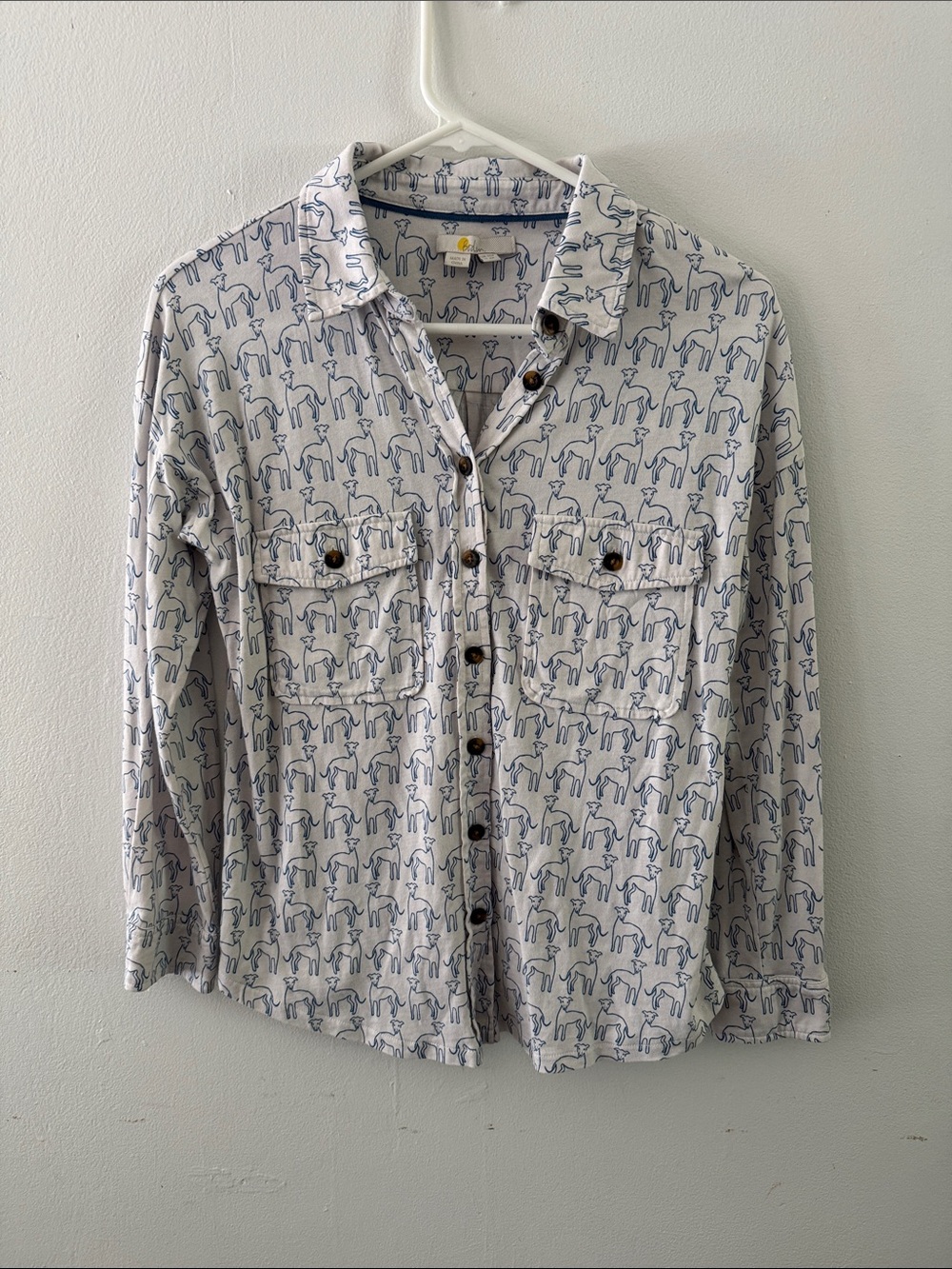 Boden Relaxed Jersey Shirt in Ivory Greyhound Sz 6